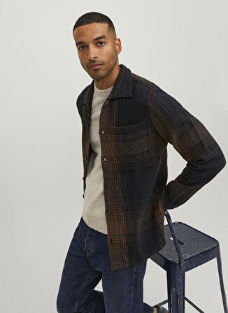 Jack & Jones Relaxed Kahve Çizgili Erkek Gömlek JPRBLATONY HEAVY CHECK OVERSHIRT L/