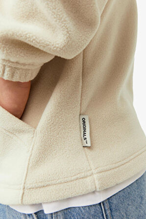 Jack & Jones Jorsilverlake Fleece Hood Erkek Bej Sweatshirt 12242470-Beige