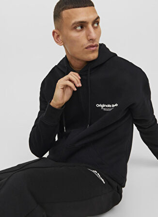 Jack & Jones Kapüşon Yaka Siyah Erkek Sweatshırt 12241691_JORVESTERBRO SWEAT ZIP HOO