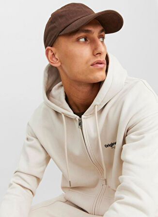Jack & Jones Kapüşon Yaka Ekru Erkek Sweatshırt 12241691_JORVESTERBRO SWEAT ZIP HOO