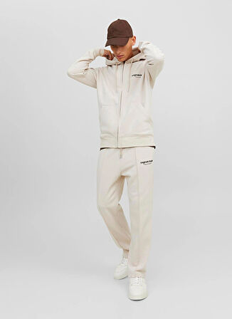 Jack & Jones Kapüşon Yaka Ekru Erkek Sweatshırt 12241691_JORVESTERBRO SWEAT ZIP HOO