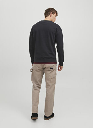 Jack & Jones Bisiklet Yaka Siyah Erkek Sweatshırt 12242366_JORSILVERLAKE SWEAT CREW N