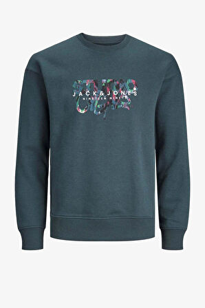 Jack & Jones Jorsılverlake Sweat Crew Neck Ln Erkek Yeşil Sweatshirt 12242366-Green