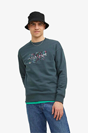 Jack & Jones Jorsılverlake Sweat Crew Neck Ln Erkek Yeşil Sweatshirt 12242366-Green