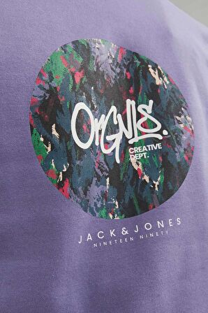 Jack & Jones Erkek Jorsılverlake Bisiklet Yaka Sweatshirt 12242366 Mor