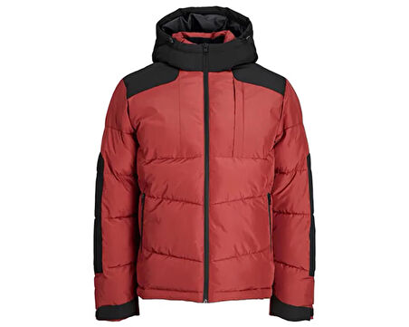 Jack Jones Jcootis Puffer Sn Erkek Günlük Mont 12239001-ROSEWOOD Kırmızı