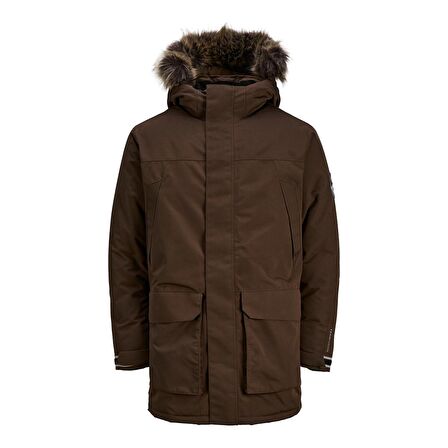 Jack&Jones Kapüşonlu Cepli Kahverengi Erkek Kaban 12241546