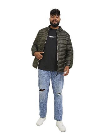 Jack&Jones Plus O Yaka Büyük Beden Siyah Erkek T-Shirt 12248177