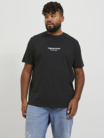 Jack&Jones Plus O Yaka Büyük Beden Siyah Erkek T-Shirt 12248177