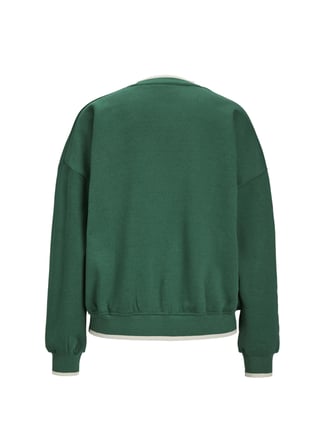 JJXX Bisiklet Yaka Nakışlı Yeşil Kadın Sweatshırt JXNOVA LS VOLUME CREW SWT