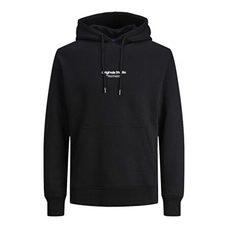 Jack&Jones Kapüşonlu Büyük Beden Siyah Erkek Sweatshirt 12244912