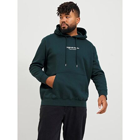 Jack&Jones Kapüşonlu Büyük Beden Koyu Yeşil Erkek Sweatshirt 12244912