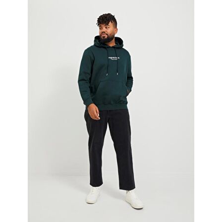 Jack&Jones Kapüşonlu Büyük Beden Koyu Yeşil Erkek Sweatshirt 12244912