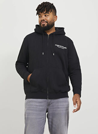 Jack & Jones Kapüşon Yaka Siyah Erkek Sweatshırt 12248197_JORVESTERBRO SWEAT ZIP HOO