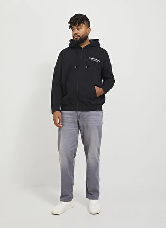 Jack & Jones Kapüşon Yaka Siyah Erkek Sweatshırt 12248197_JORVESTERBRO SWEAT ZIP HOO