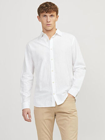 JJESUMMER LINEN BLEND SHIRT LS SN White