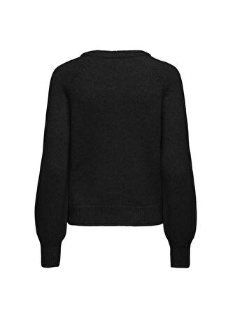 Only O Yaka Normal Düz Siyah Kazak Kadın ONLEMMA LS BUTTON ONECK KNT