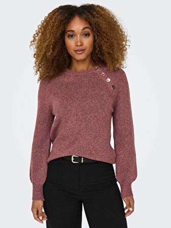 15302253 Only Onlemma Ls Button Oneck Knt Kadın Kazak Black