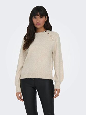 15302253 Only Onlemma Ls Button Oneck Knt Kadın Kazak Pumice Stone