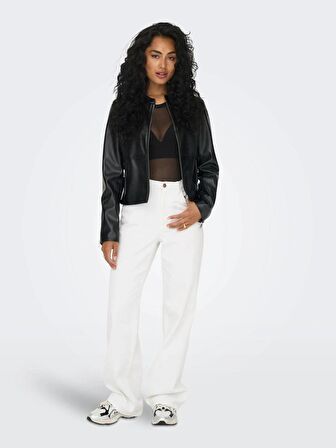 15301173 Only Onlvıcs Faux Leather Jacket Otw Kadın Deri Mont ve Ceket Black