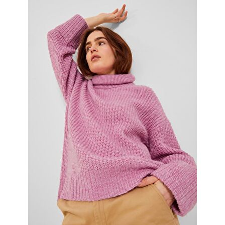 Jack&Jones JJXX Balıkçı Yaka Rahat Kesim Pembe Kadın Kazak 12248446