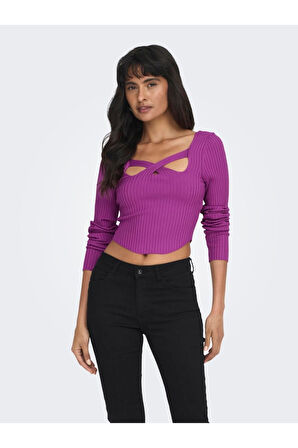 ONLLISA LS SQUARENECK KNT Kadın Mor Kazak - 15300377