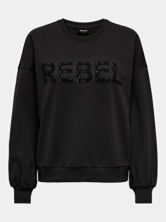 Only Kadın Bisiklet Yaka Taşlı Sweatshirt - 15310260