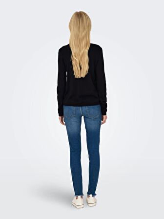 Only Bisiklet Yaka Desenli Gece Mavisi Kadın Kazak 15303265