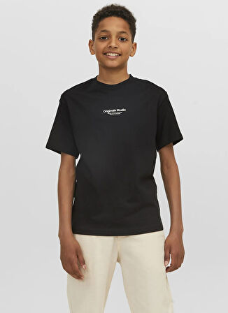 Jack & Jones Baskılı Siyah Erkek Çocuk T-Shirt 12242827