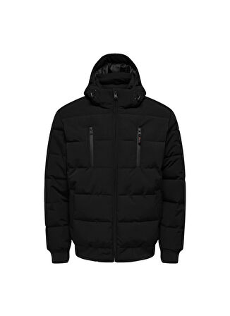 Only & Sons Siyah Erkek Mont ONSCAIN QUILTED JACKET OTW