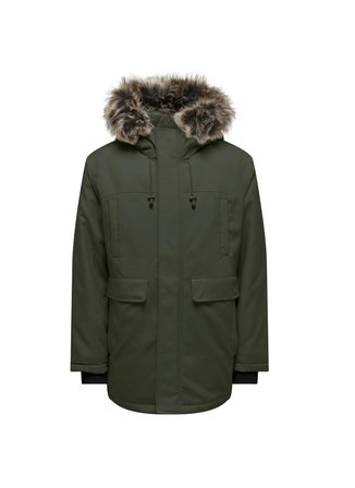 Only Haki Erkek Kapüşon Yaka Mont 22027557_ONSFUTURE FAUX FUR