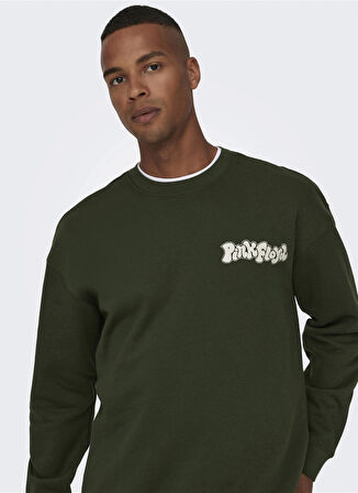 Only & Sons O Yaka Yeşil Erkek Sweatshırt 22027056_ONSPINK FLOYD RLX CREW NEC