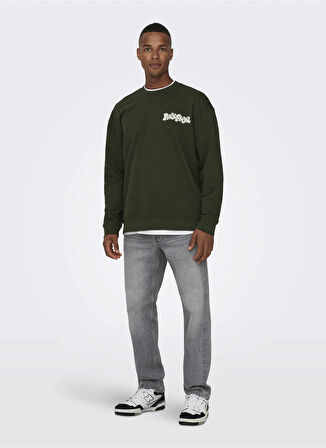 Only & Sons O Yaka Yeşil Erkek Sweatshırt 22027056_ONSPINK FLOYD RLX CREW NEC