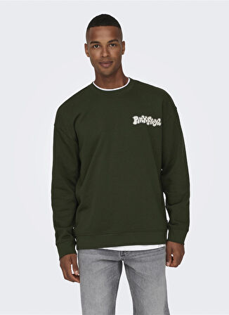 Only & Sons O Yaka Yeşil Erkek Sweatshırt 22027056_ONSPINK FLOYD RLX CREW NEC