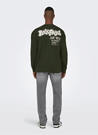 Only & Sons O Yaka Yeşil Erkek Sweatshırt 22027056_ONSPINK FLOYD RLX CREW NEC