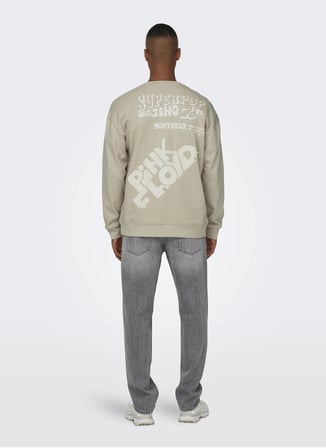 Only & Sons O Yaka Krem Erkek Sweatshırt 22027056_ONSPINK FLOYD RLX CREW NEC