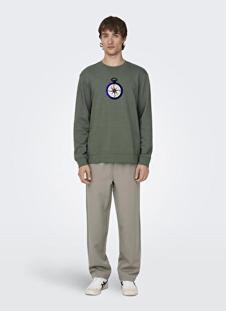 Only & Sons O Yaka Gri Erkek Sweatshırt 22027004_ONSOLIVER REG CAMP SWT CRE