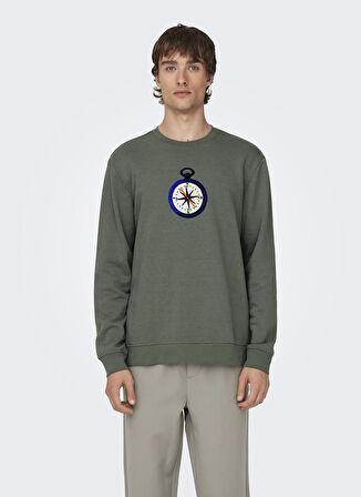 Only & Sons O Yaka Gri Erkek Sweatshırt 22027004_ONSOLIVER REG CAMP SWT CRE