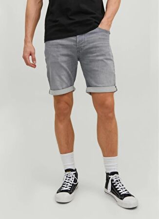 Jack & Jones Normal Bel Normal Gri Erkek Çocuk  Denim Şort JJIRICK JJICON SHORTS GE 370 I.K JN