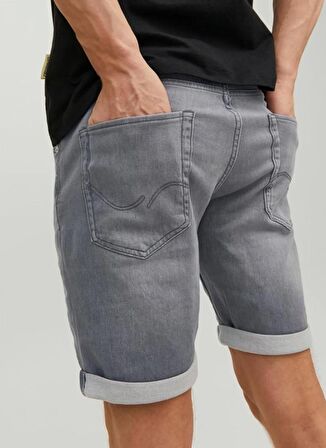 Jack & Jones Normal Bel Normal Gri Erkek Çocuk  Denim Şort JJIRICK JJICON SHORTS GE 370 I.K JN