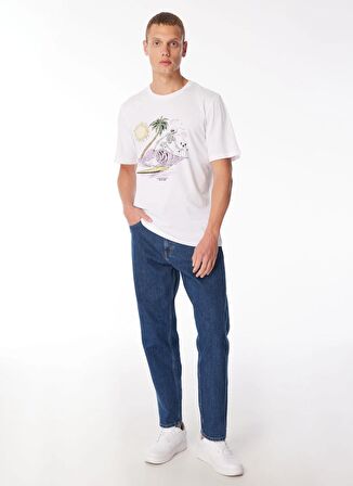 Jack & Jones Bisiklet Yaka Beyaz Erkek T-Shirt JJZION TEE SS CREW NECK