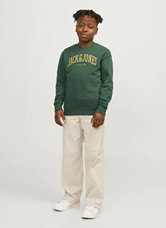 Jack & Jones Baskılı Erkek Koyu Yeşil Sweatshırt JJEJOSH SWEAT CREW NECK NOOS JNR
