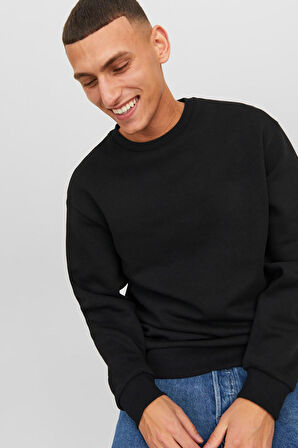 Jack & Jones Erkek Jjebradley Bisiklet Yaka Sweatshirt 12249341 Siyah