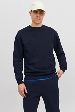 Jack & Jones Erkek Jjebradley Bisiklet Yaka Sweatshirt 12249341 Lacivert
