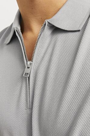 JACK&JONES JJEMAC ZIP SS POLO SN 12249324 GRİ