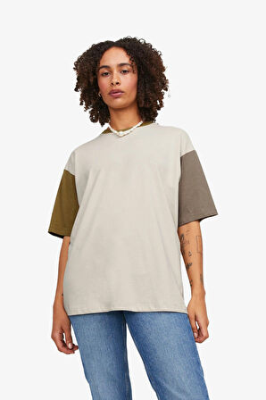 JJXX Jxandrea Kadın Bej T-Shirt 12211087-Moonbeam