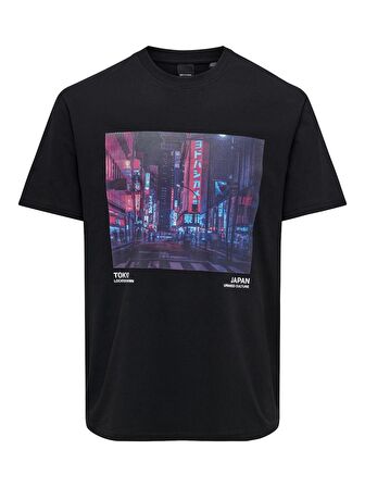 22028171 Only & Sons Onslex Lıfe Reg Photoprınt Ss Tee Erkek T-Shirt Black