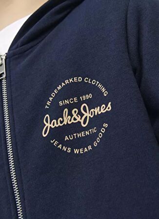 Jack & Jones Baskılı Erkek Çocuk Lacivert Sweatshırt JJFOREST SWEAT ZIP HOOD JNR