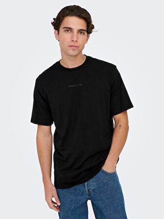 22028147 Only & Sons Onslevı Lıfe Reg Text Ss Tee Noos Erkek T-Shirt Black