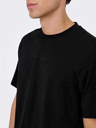 22028147 Only & Sons Onslevı Lıfe Reg Text Ss Tee Noos Erkek T-Shirt Black